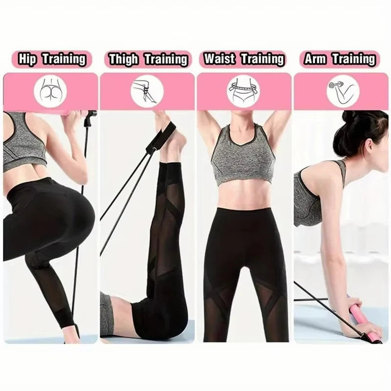 Pilates Bar Kit with Resistance Bands, Full-Body Home Gym Workout Set, Portable Yoga & Strength Training Equipment