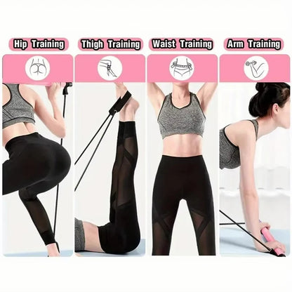 Pilates Bar Kit with Resistance Bands, Full-Body Home Gym Workout Set, Portable Yoga & Strength Training Equipment