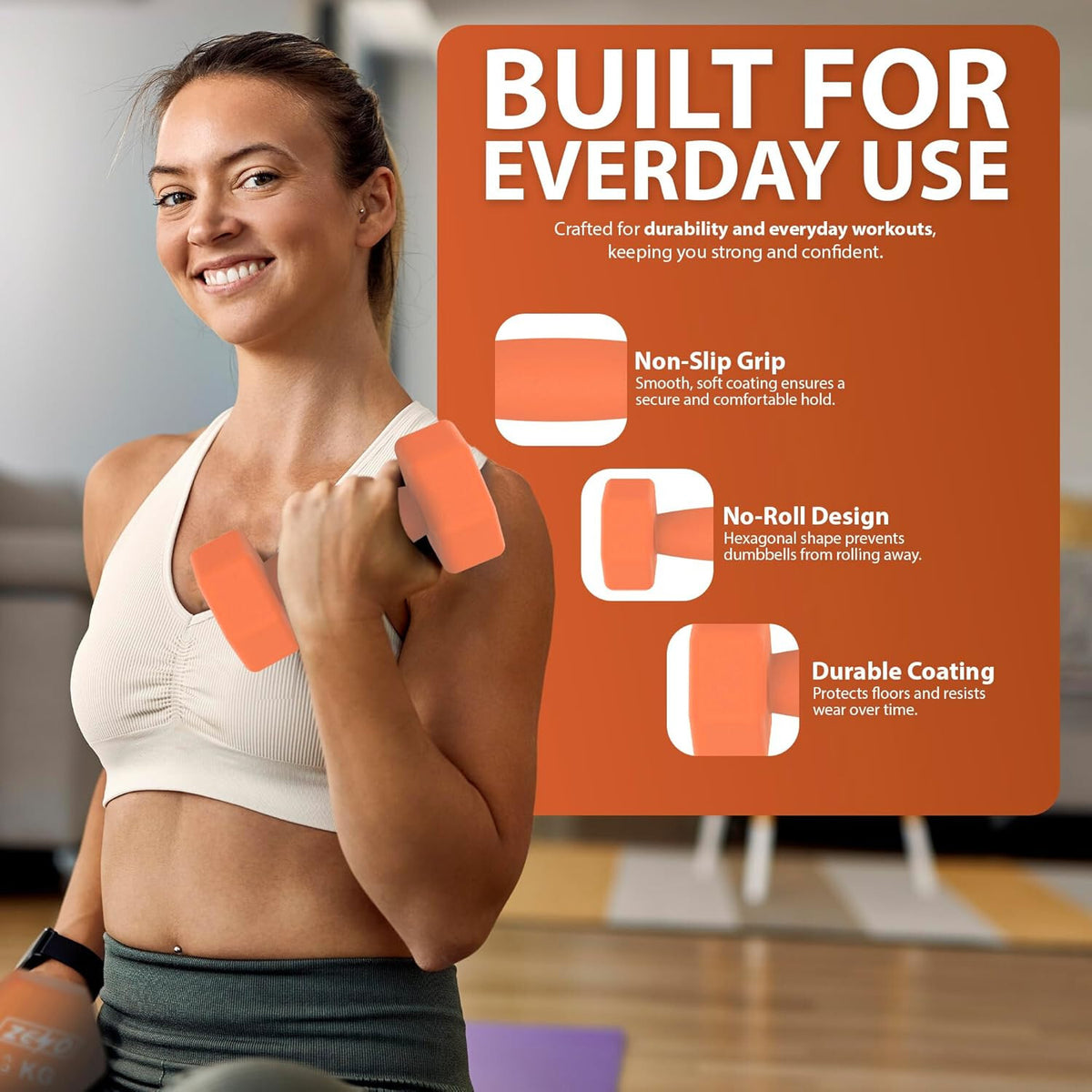 Neoprene Dumbbell Set, Cast Iron Hand Weights for Home Gym, Strength Training, Fitness & Aerobic Exercise