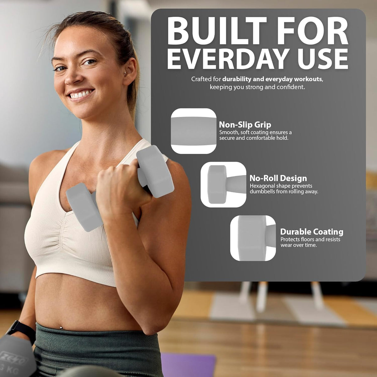 Neoprene Dumbbell Set, Cast Iron Hand Weights for Home Gym, Strength Training, Fitness & Aerobic Exercise
