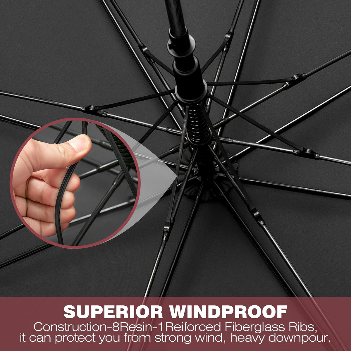 Large Golf Umbrella, Windproof Double-Canopy Automatic Open, Vented Strong Design, 51/56/62/68 Inch, for Golf & Outdoor Use