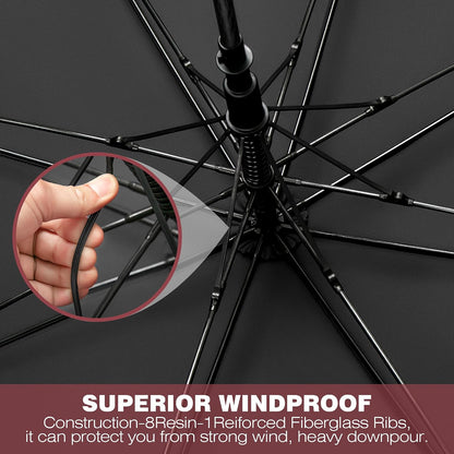 Large Golf Umbrella, Windproof Double-Canopy Automatic Open, Vented Strong Design, 51/56/62/68 Inch, for Golf & Outdoor Use