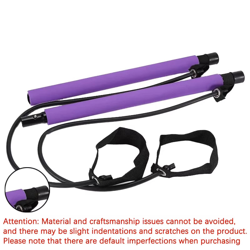 Pilates Bar Kit with Resistance Bands, Full-Body Home Gym Workout Set, Portable Yoga & Strength Training Equipment