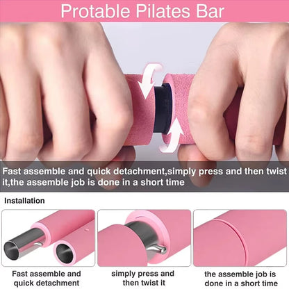 Pilates Bar Kit with Resistance Bands, Full-Body Home Gym Workout Set, Portable Yoga & Strength Training Equipment