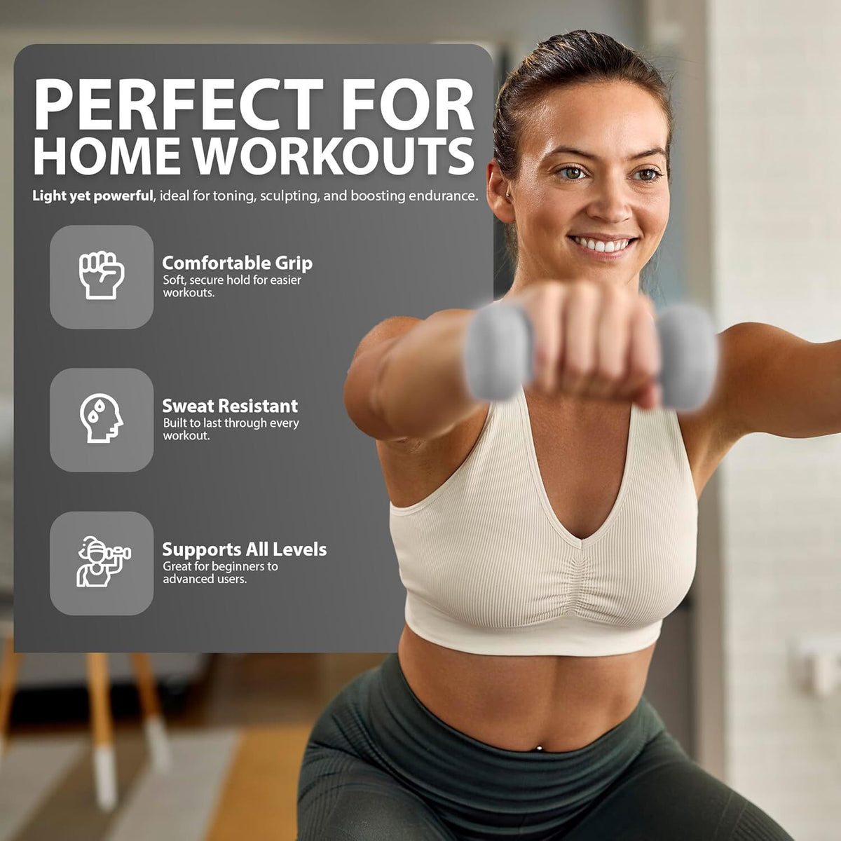 Neoprene Dumbbell Set, Cast Iron Hand Weights for Home Gym, Strength Training, Fitness & Aerobic Exercise