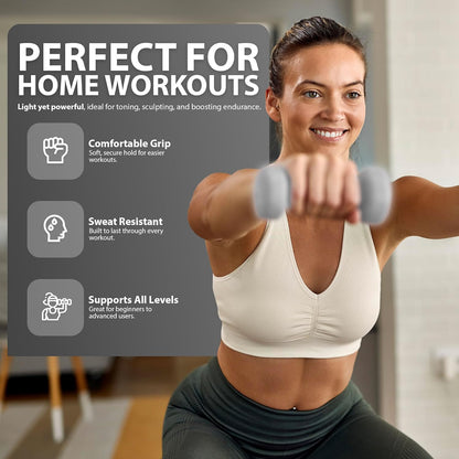 Neoprene Dumbbell Set, Cast Iron Hand Weights for Home Gym, Strength Training, Fitness & Aerobic Exercise