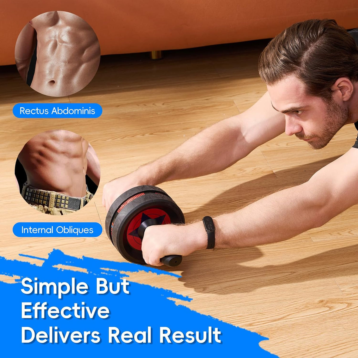 Ab Roller Wheel with Extra-Thick Non-Slip Knee Mat, Core & Abdominal Workout Equipment
